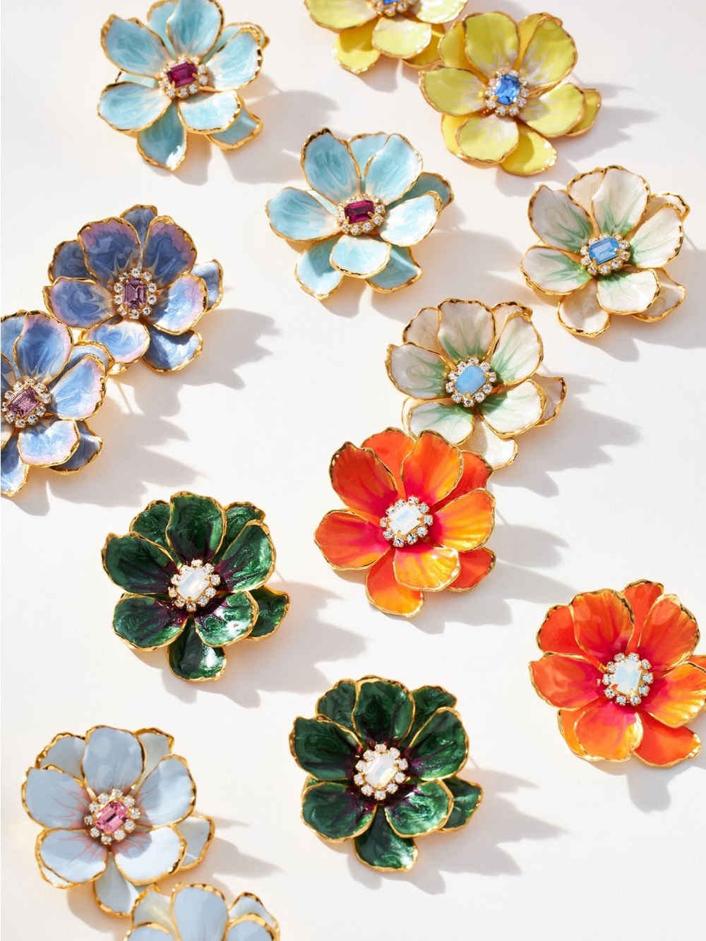 Anthropologie The Pink Reef Handpainted Earrings New Light Blue Flowers - Picture 4 of 9